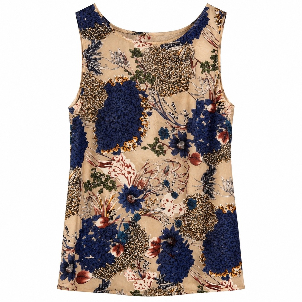 Only‎ Hearts Burnout Velvet Floral Tank Top Womens Large Blue Sheer Mesh USA